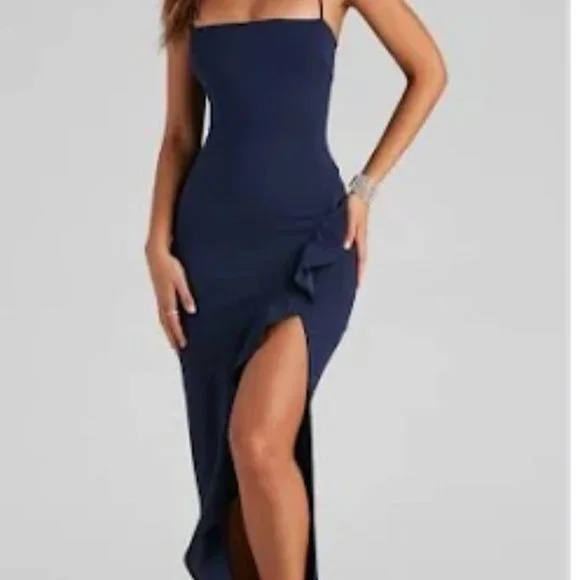 Windsor | Dresses | Never Worn Windsor Tiffany Sleeveless High Slit Formal  Dress Xs | Poshmark
